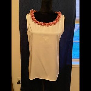 St. John Couture sleeveless top with confetti trim